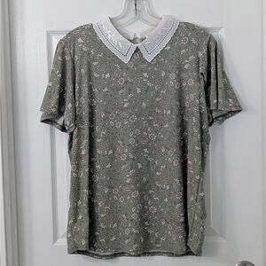 Faith and Joy Los Angeles Floral Peter Pan Collar Top - Size L